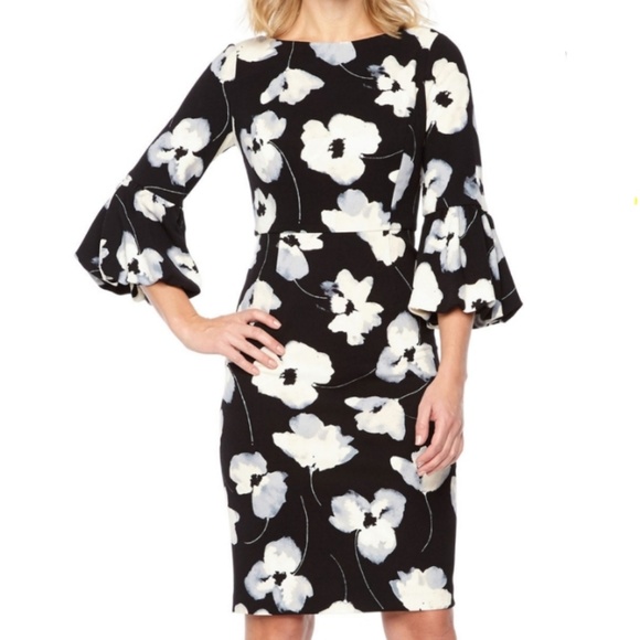 ❌ NWT Liz Claiborne Floral 3/4 Bell Sleeve Dress - Picture 2 of 4
